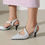 Kitten Heel Pointed Toe Glitter Slingback Sandals