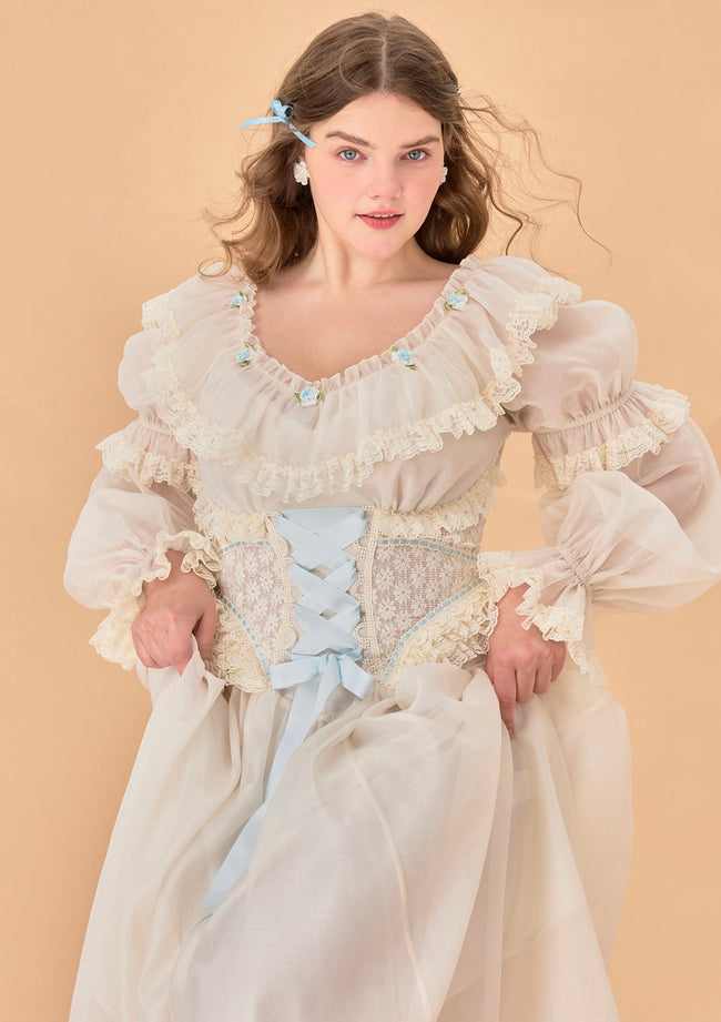 Curve & Plus Blue Hydrangea Corset Dress Hover Image