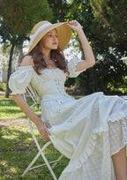 "I Flipped" White Cottagecore Dress