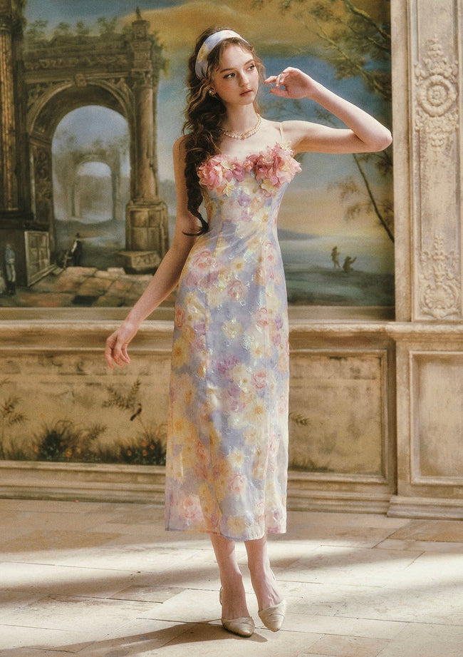Oil Paint Floral Court Dress Hover Image