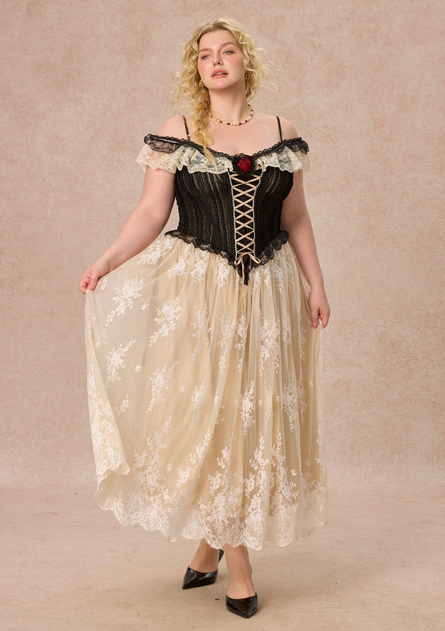 Curve&Plus Midnight Crimson Rose Corset Dress Hover Image