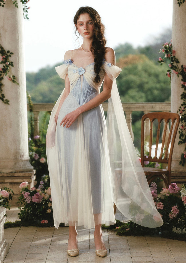 Blue Iris Bird Corset Dress Hover Image
