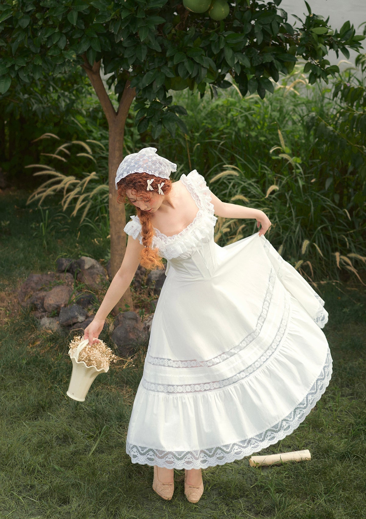 "Pure White" Garnet Corset Dress