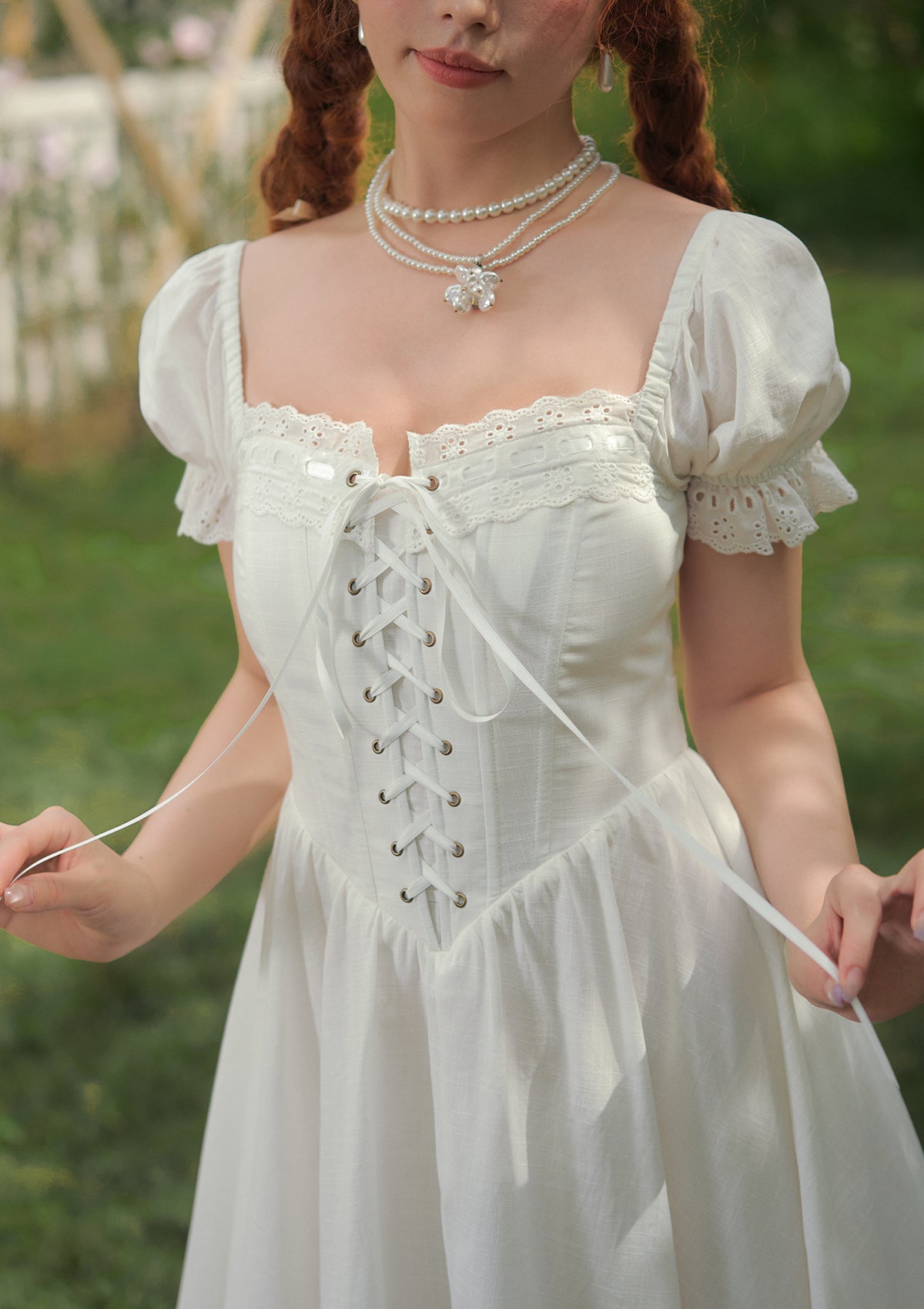 "Pure White" Wisteria Corset Dress