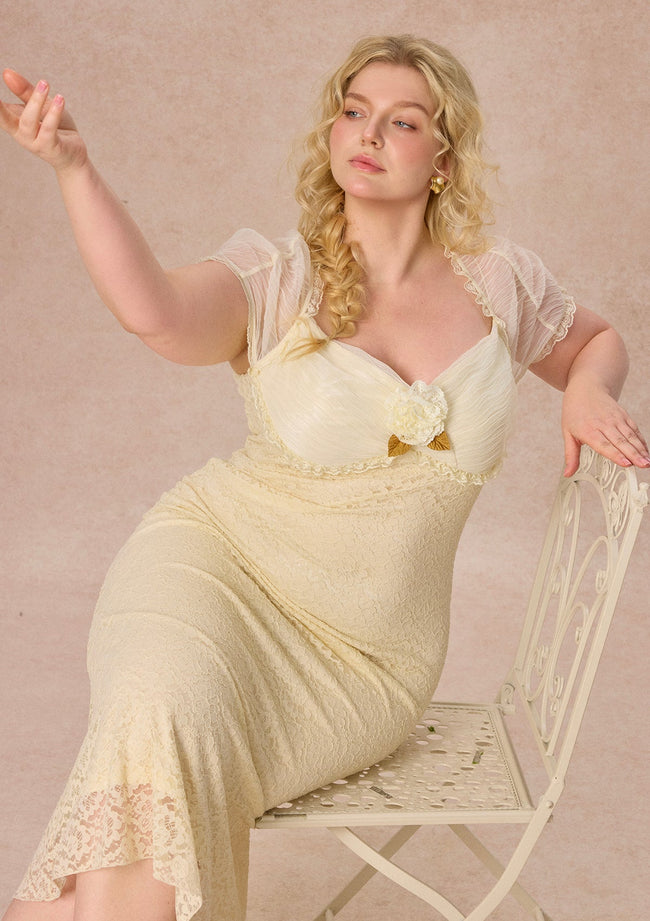 Curve&Plus Cream Letter Dress Main Image