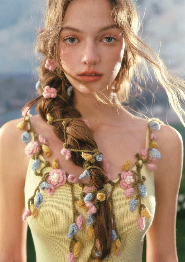 Flower Vine Novel Knit Dress Main Image