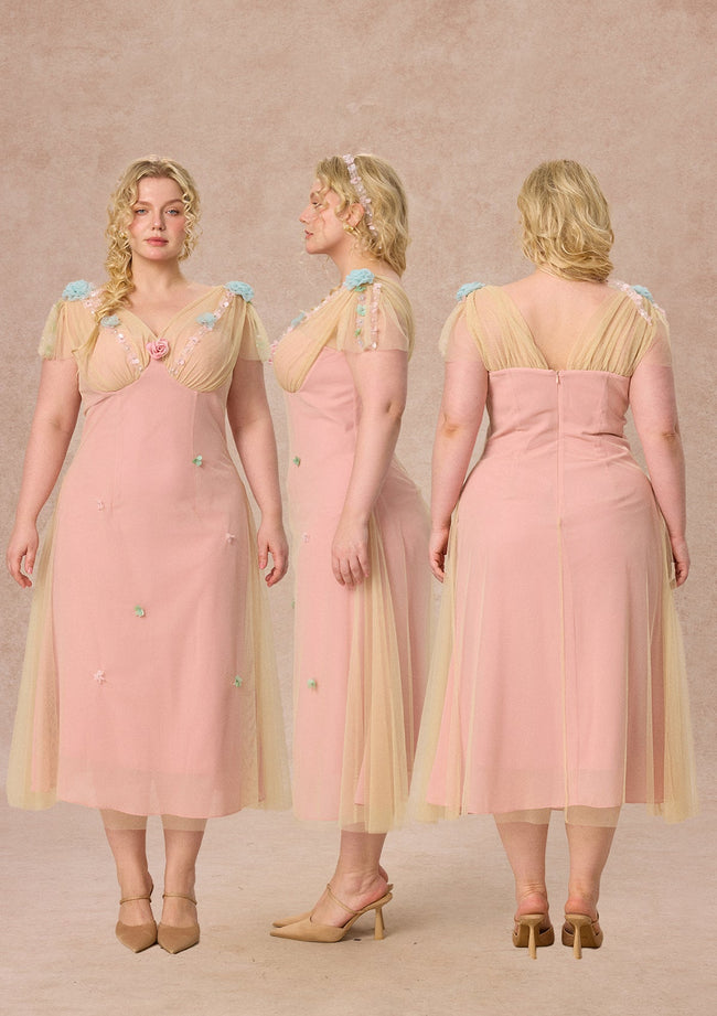 Curve&Plus Wind Perched Rose Quartz Dress Main Image