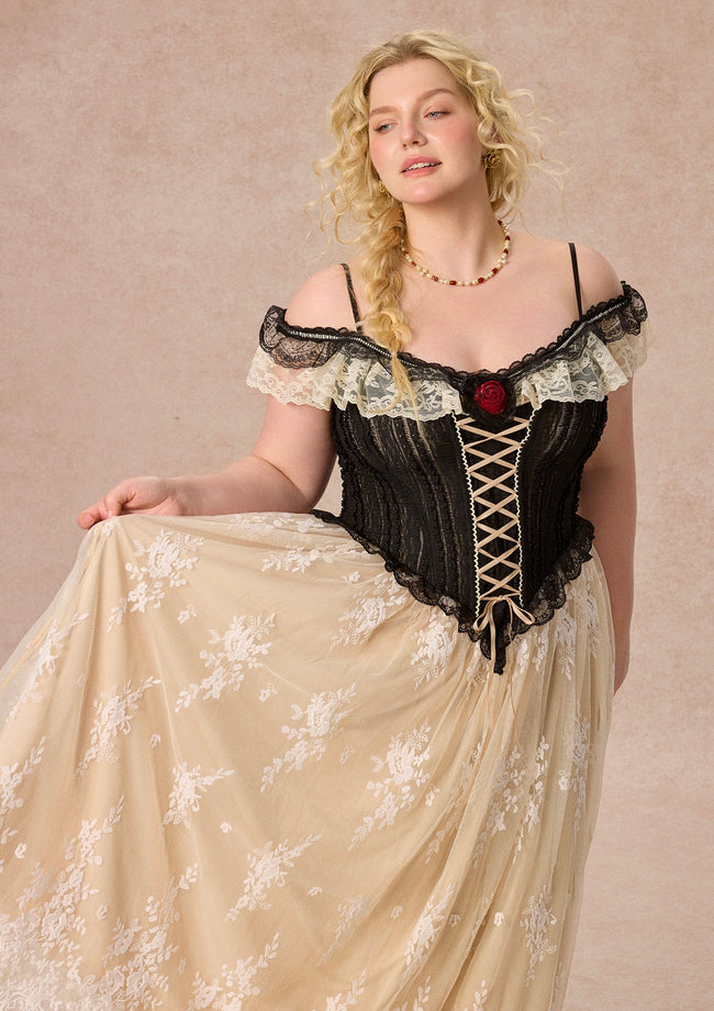 Curve&Plus Midnight Crimson Rose Corset Dress Main Image