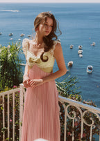 Whimsical Sunlit Blush Pleated Dress