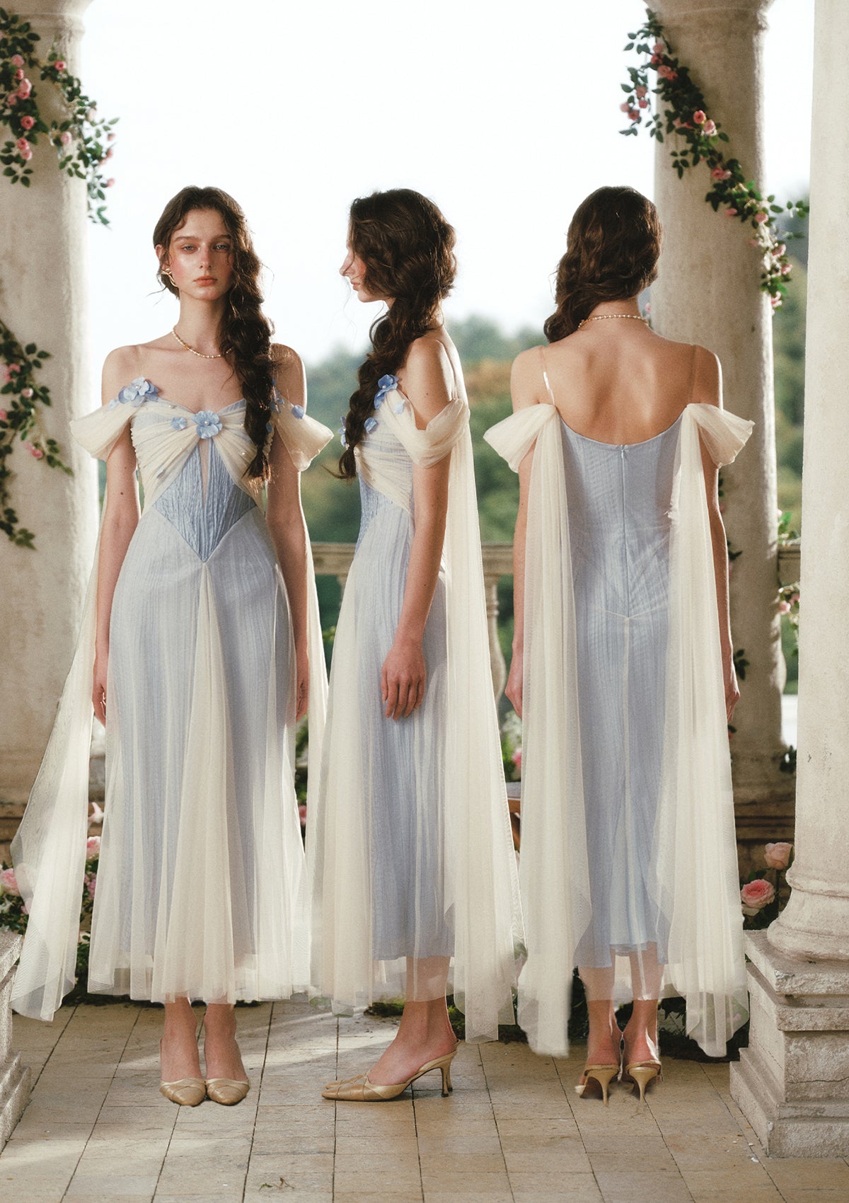 Blue Iris Bird Corset Dress