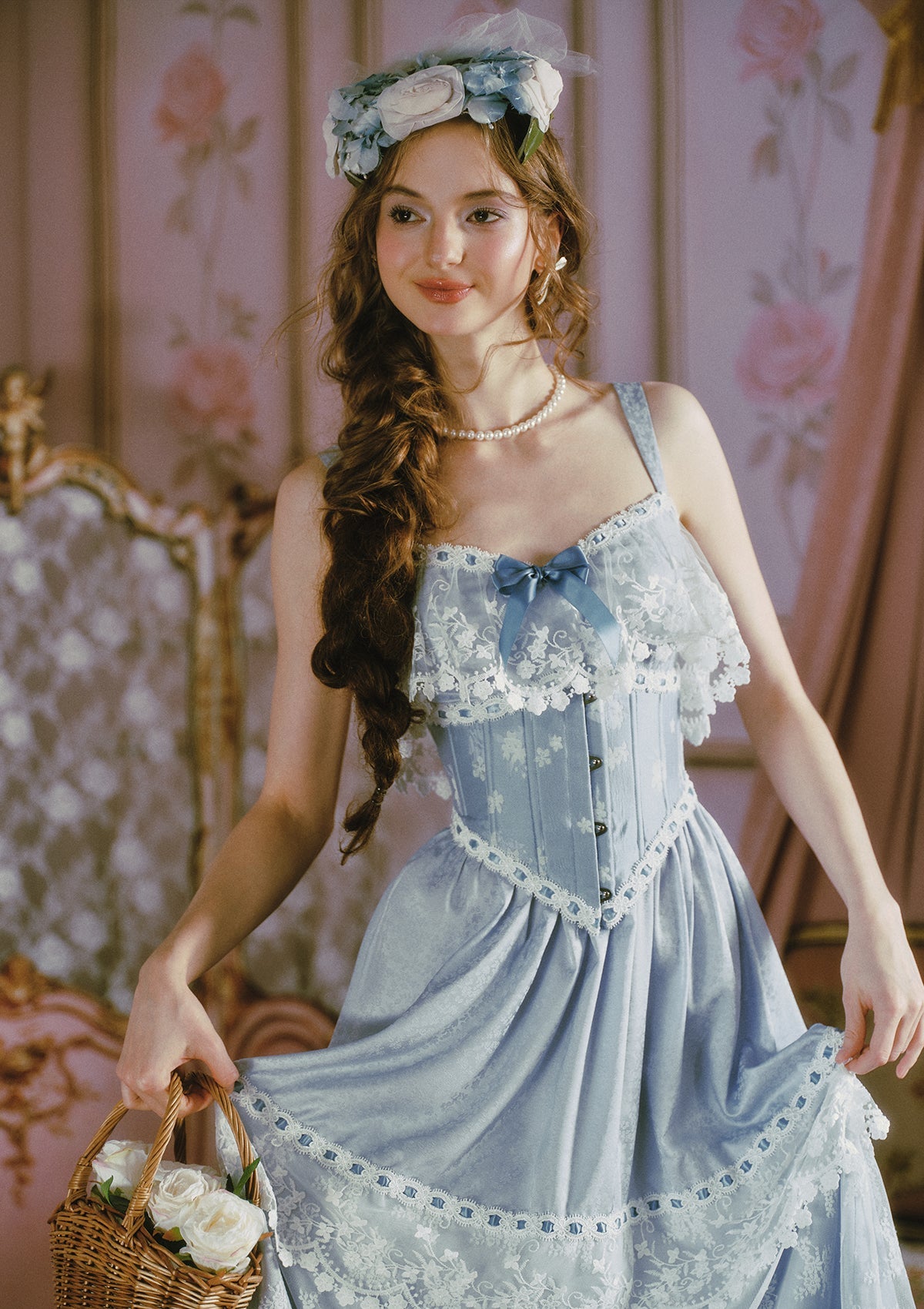 Ice Jade Flower Corset (underbust)