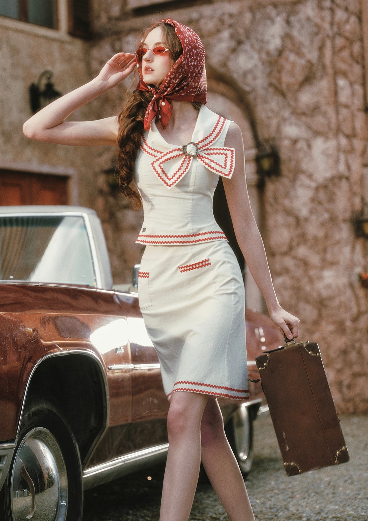 Red Navy Skirt