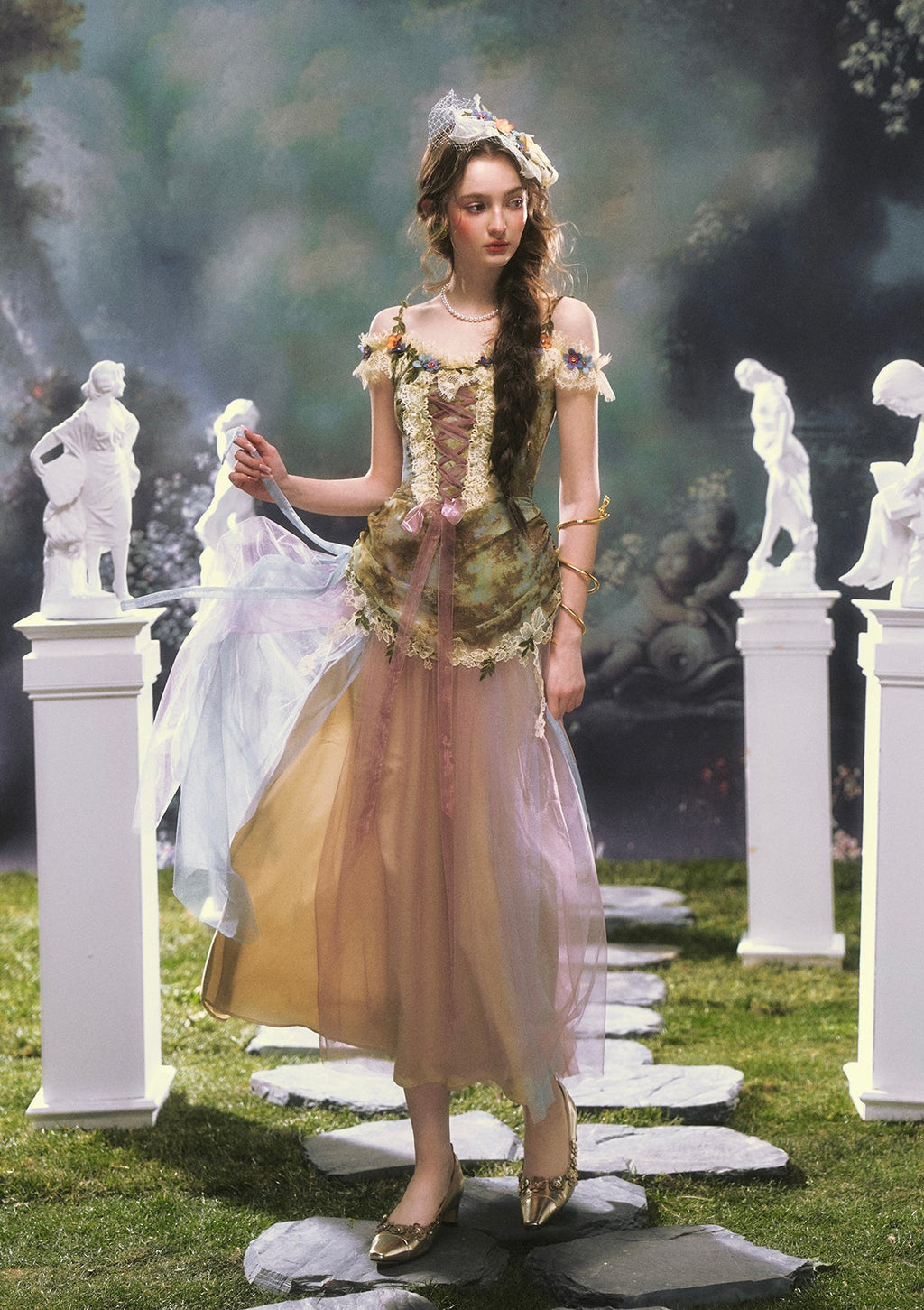 Eucalyptus Whispered by Wind Corset Dress