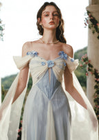 Blue Iris Bird Corset Dress