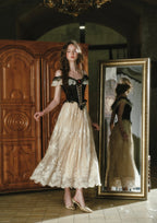 Midnight Crimson  Rose Corset Dress