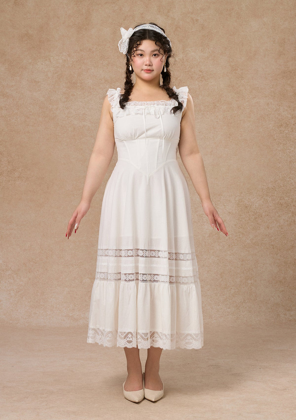 Curve & Plus "Pure White" Garnet Corset Dress