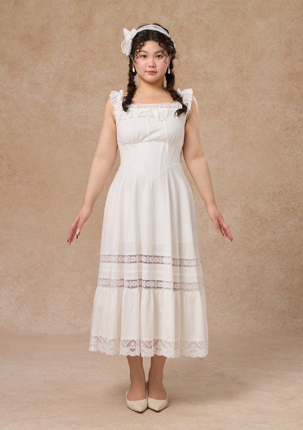 Curve & Plus "Pure White" Garnet Corset Dress