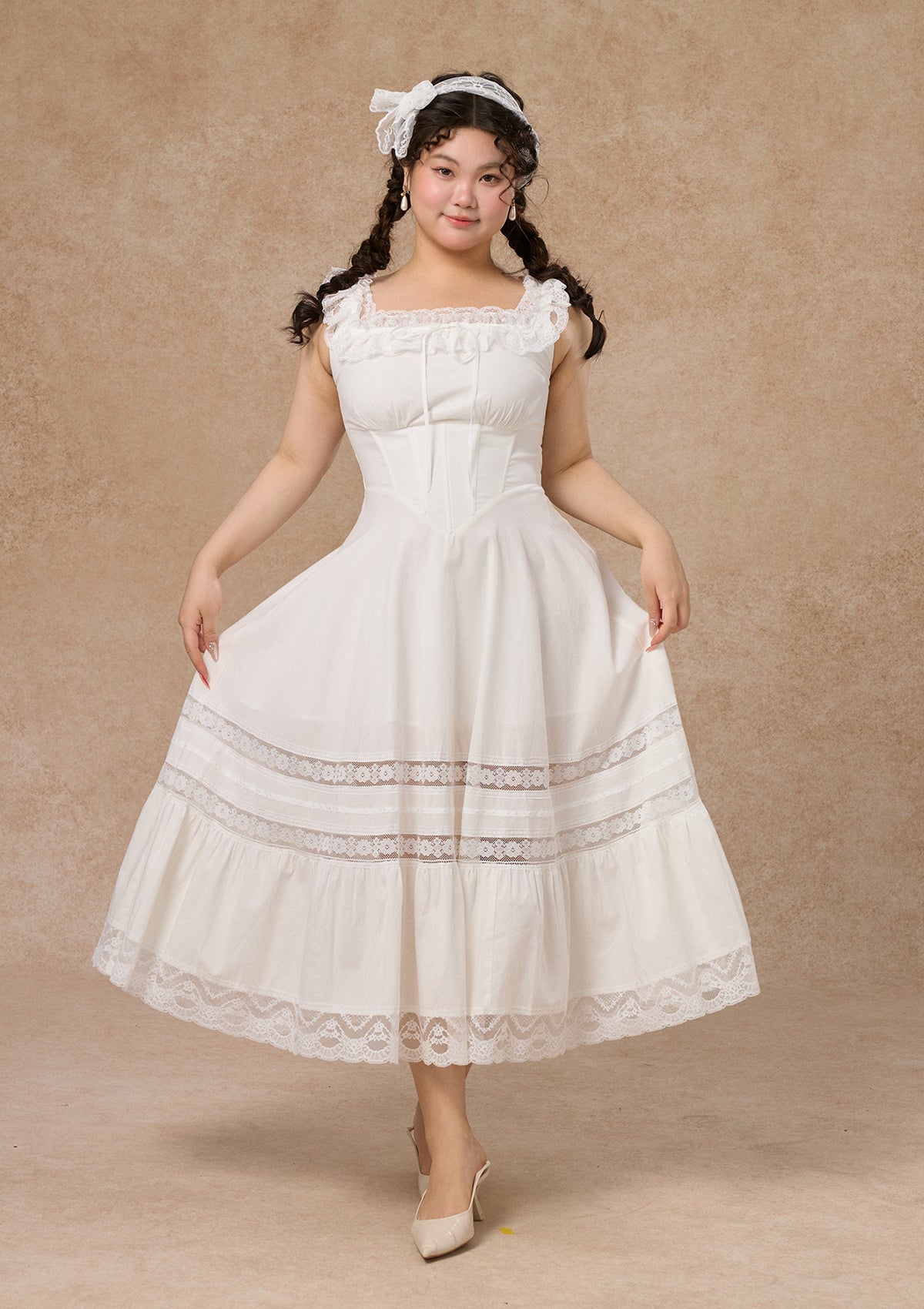 Curve & Plus "Pure White" Garnet Corset Dress