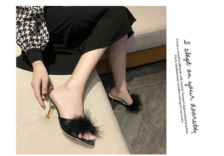 Heel Sandals Slide Feather High