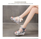Wedge Floral Bow Platform Heel Sandals