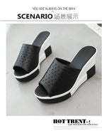 Plain Wedge Sandals Pointelle Slide