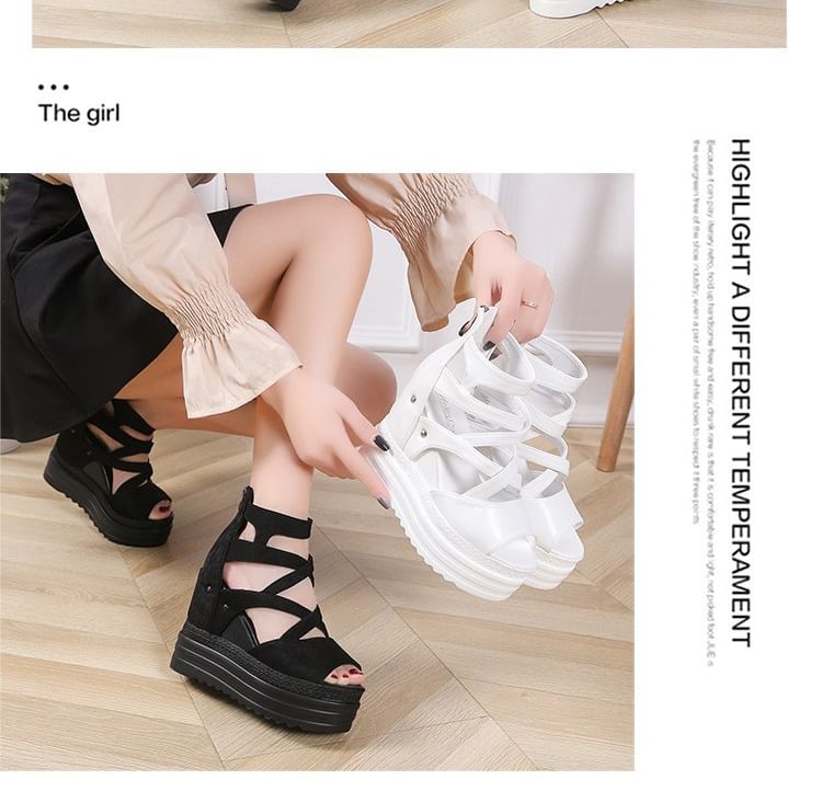 Plain Platform Wedge Sandals