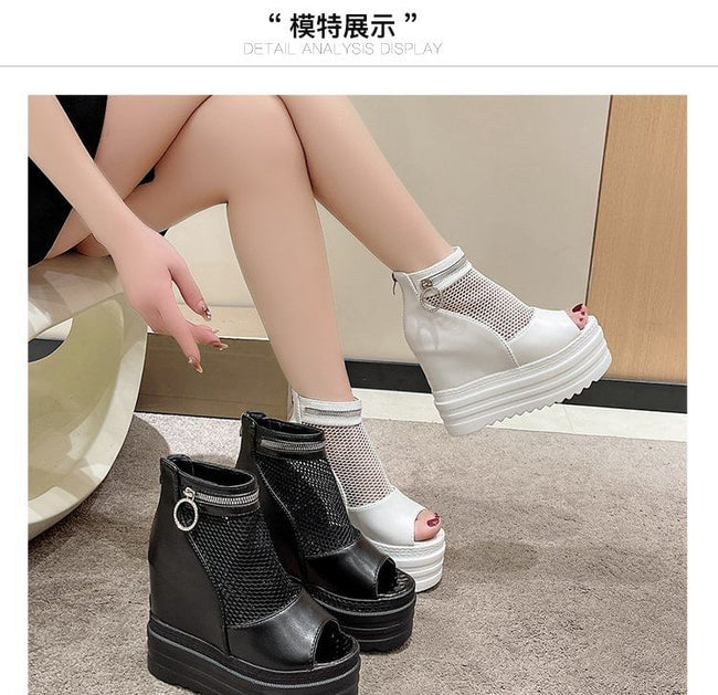 Mesh Wedge Platform Sandals Hidden Main Image
