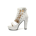Ankle Strap Lace-Up Platform Chunky Heel Sandals