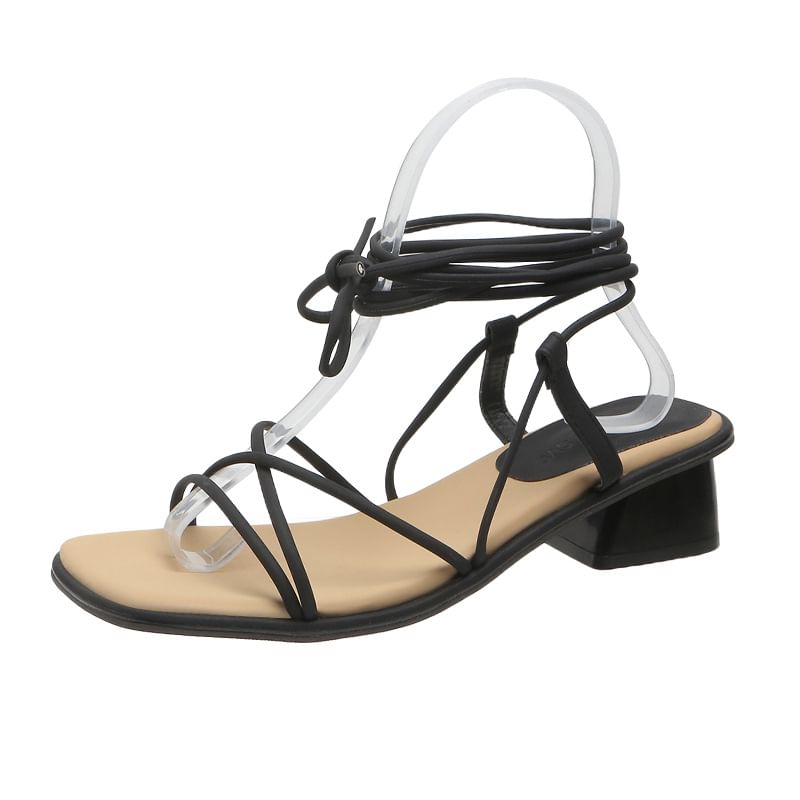 Low Heel Lace Up Sandals