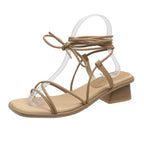 Low Heel Lace Up Sandals