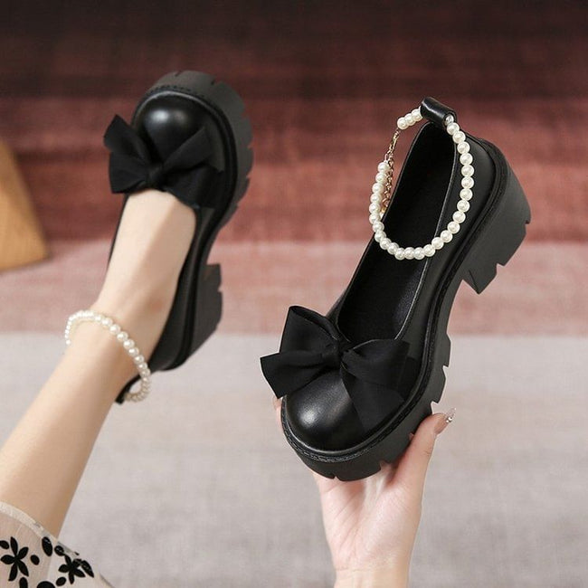 Mary Jane Shoes Platform Accent Bow Main Image