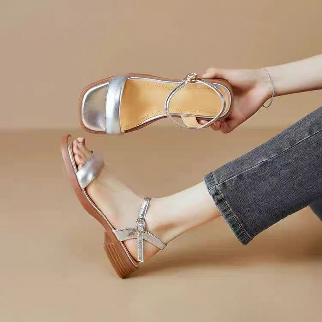 Sandals Leather Faux Metallic Main Image