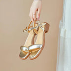 Sandals Leather Faux Metallic