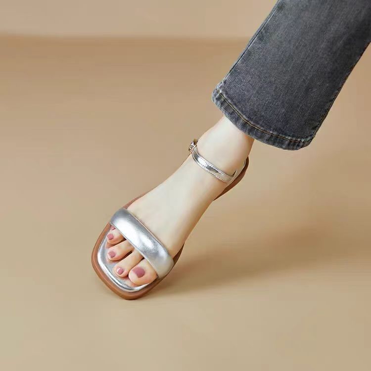 Sandals Leather Faux Metallic