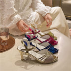 Sandals Pointed High Heel Rhinestone