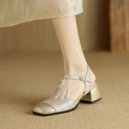 Cap Toe Chunky Heel Sandals