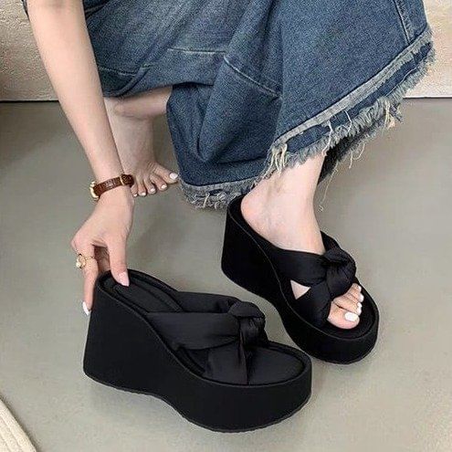 Sandals Heel Wedge Knot Slide Platform Main Image