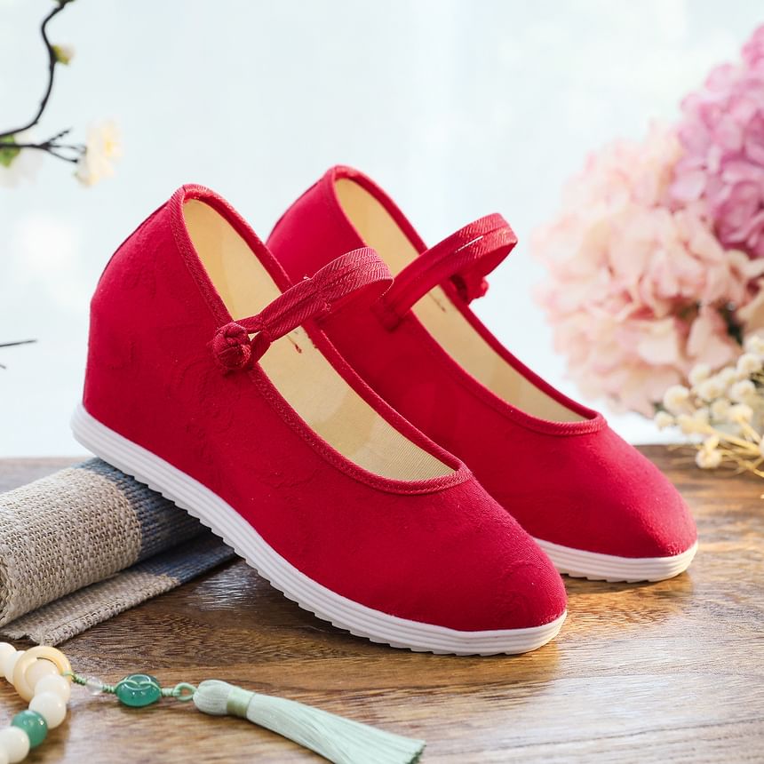 Hidden-Wedge Sandals Textile Floral