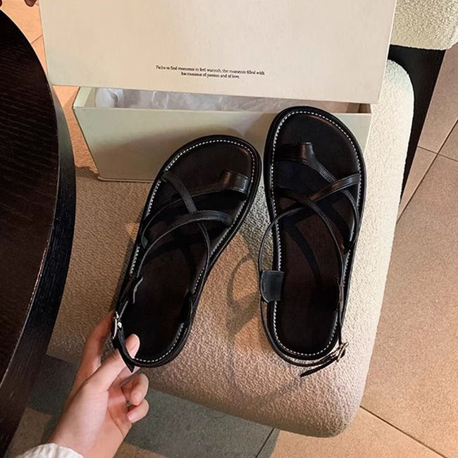 Platform Loop Cross Sandals Criss Toe Main Image