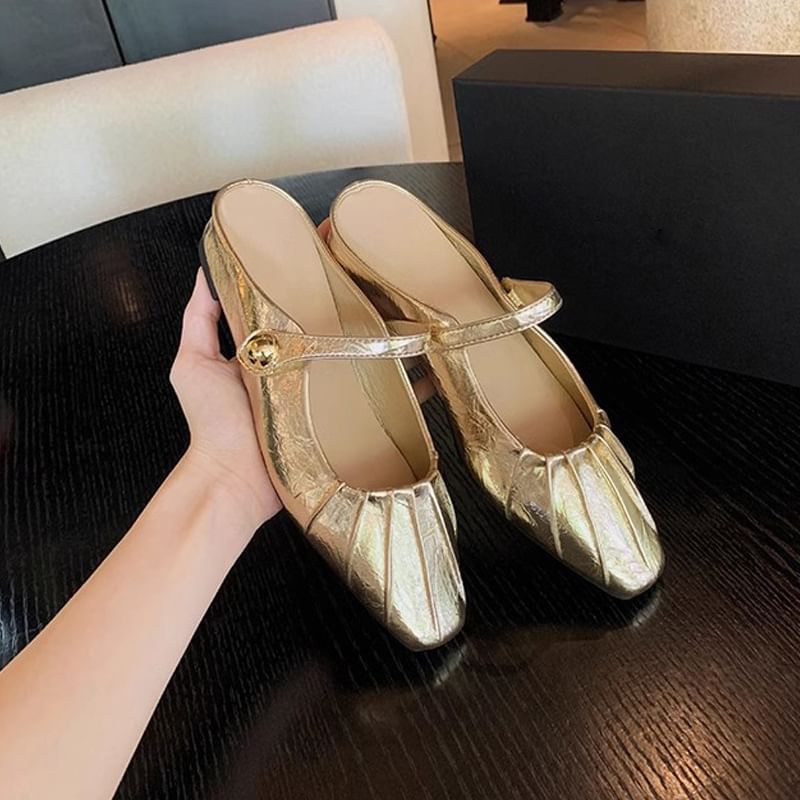 Square Toe Mary Jane Mules / Shoes