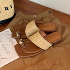 Straw Toe Loop Sandals