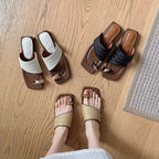 Straw Toe Loop Sandals