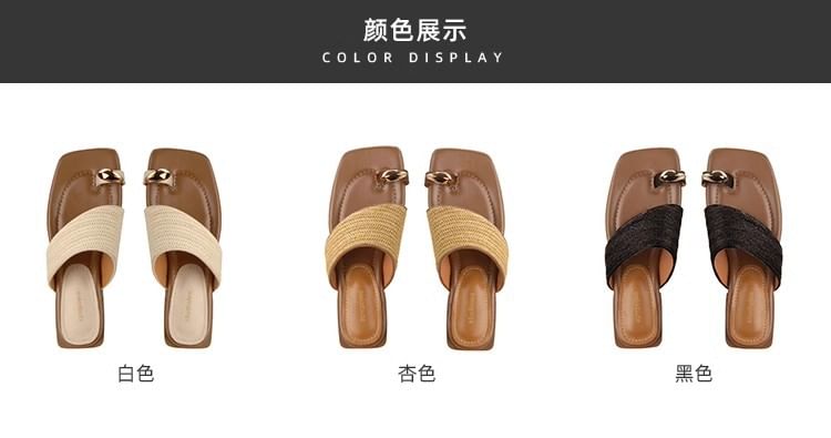 Straw Toe Loop Sandals