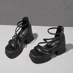 Lace-Up Platform Sandals