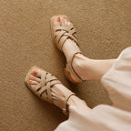 Woven Block Heel Sandals