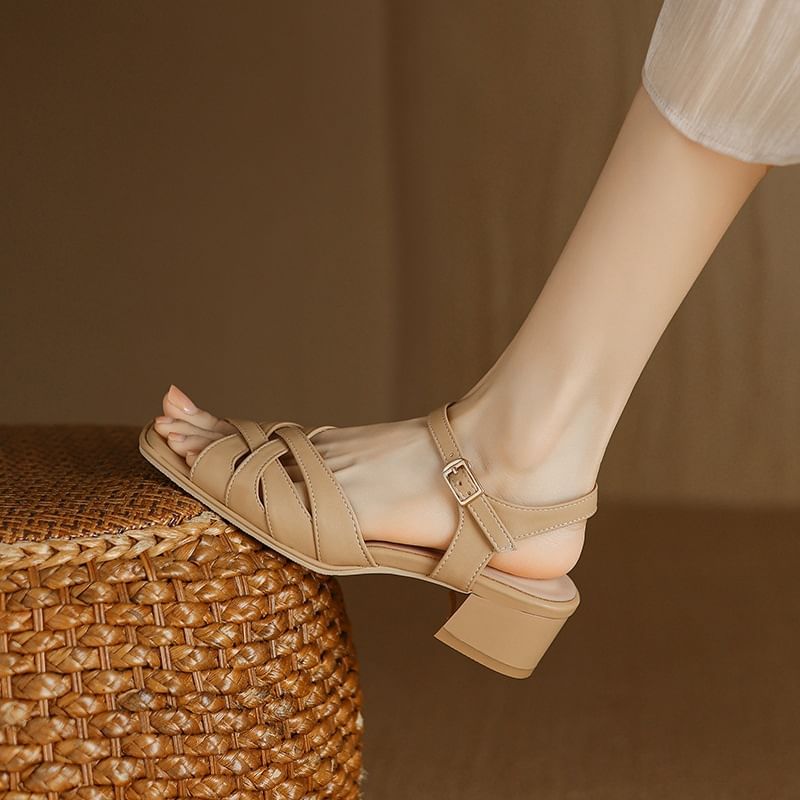 Woven Block Heel Sandals