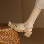 Woven Block Heel Sandals