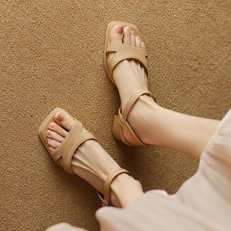 Cutout Block Heel Sandals