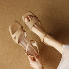 Cutout Block Heel Sandals