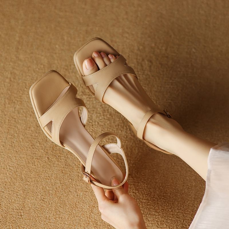 Cutout Block Heel Sandals